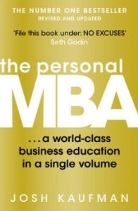 Book Cover of The Personal MBA by Josh Kaufman in gold gradient background